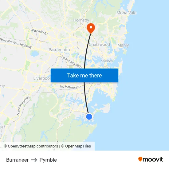 Burraneer to Pymble map