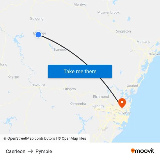 Caerleon to Pymble map