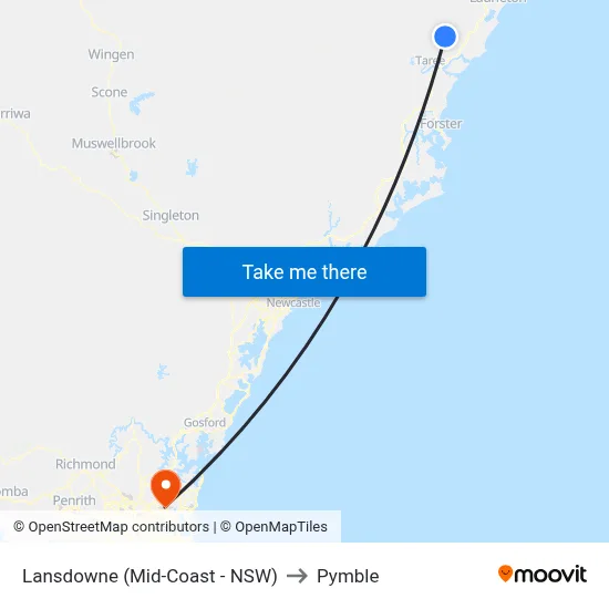 Lansdowne (Mid-Coast - NSW) to Pymble map