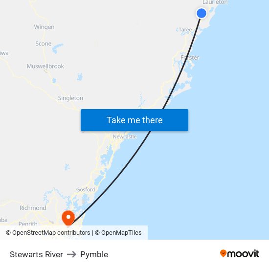 Stewarts River to Pymble map