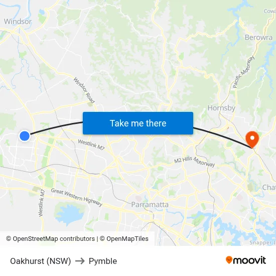 Oakhurst (NSW) to Pymble map
