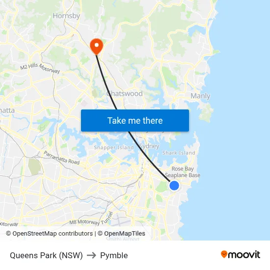 Queens Park (NSW) to Pymble map