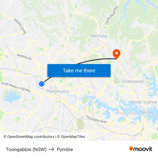 Toongabbie (NSW) to Pymble map