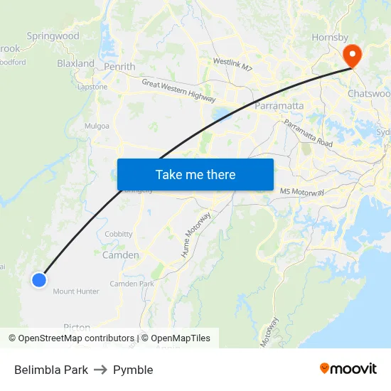Belimbla Park to Pymble map