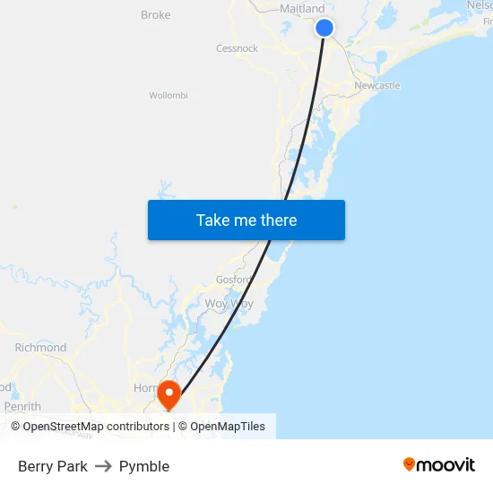 Berry Park to Pymble map