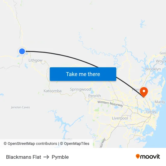 Blackmans Flat to Pymble map