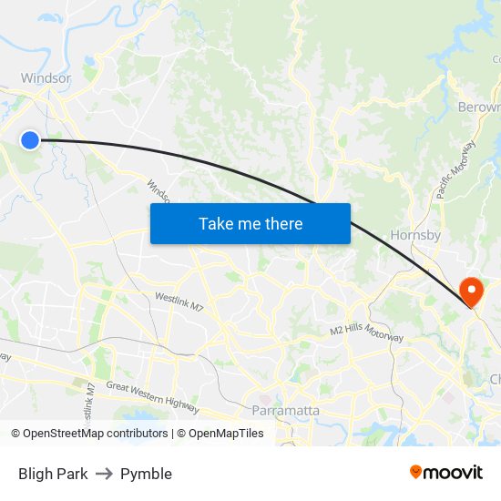 Bligh Park to Pymble map