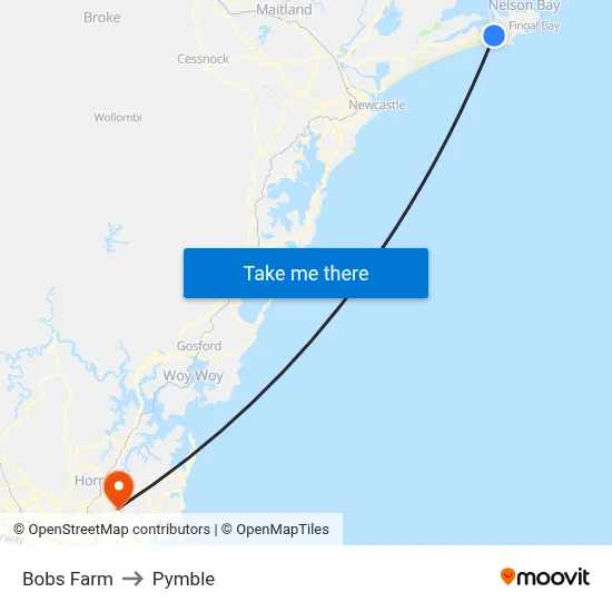 Bobs Farm to Pymble map