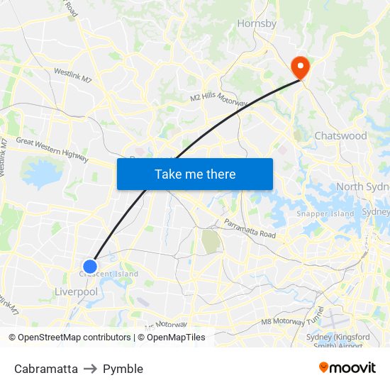 Cabramatta to Pymble map