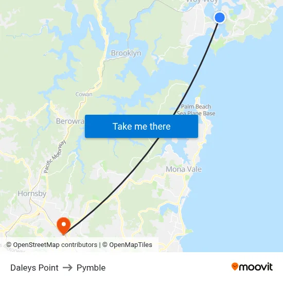 Daleys Point to Pymble map