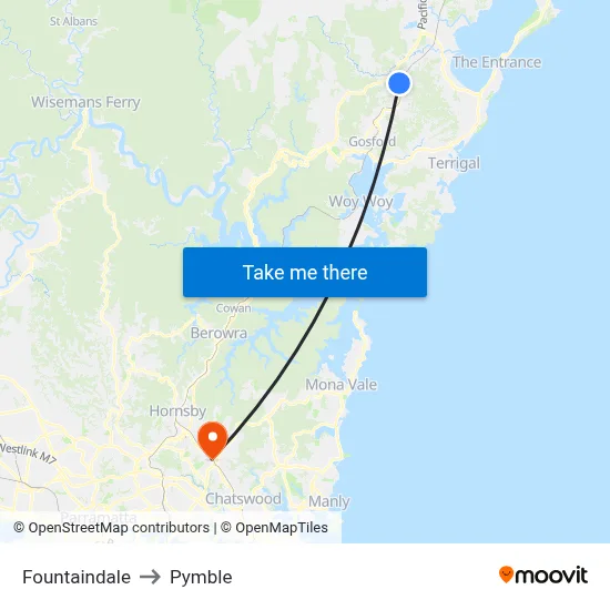 Fountaindale to Pymble map