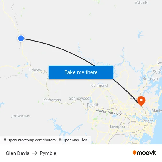 Glen Davis to Pymble map
