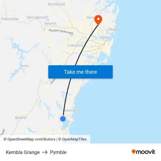 Kembla Grange to Pymble map