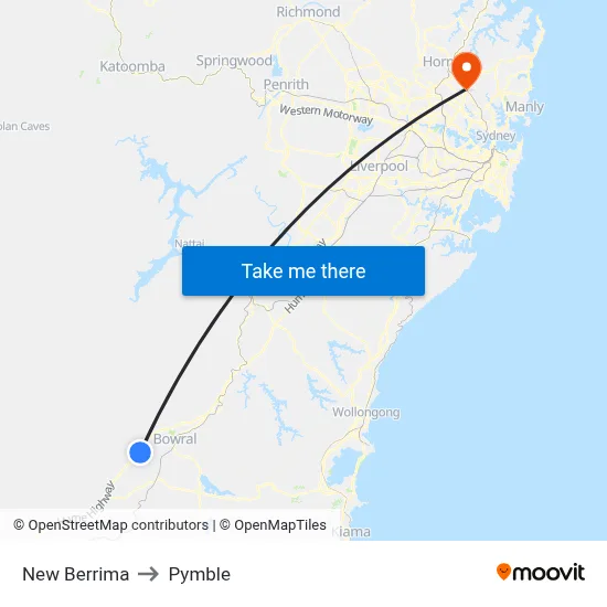 New Berrima to Pymble map