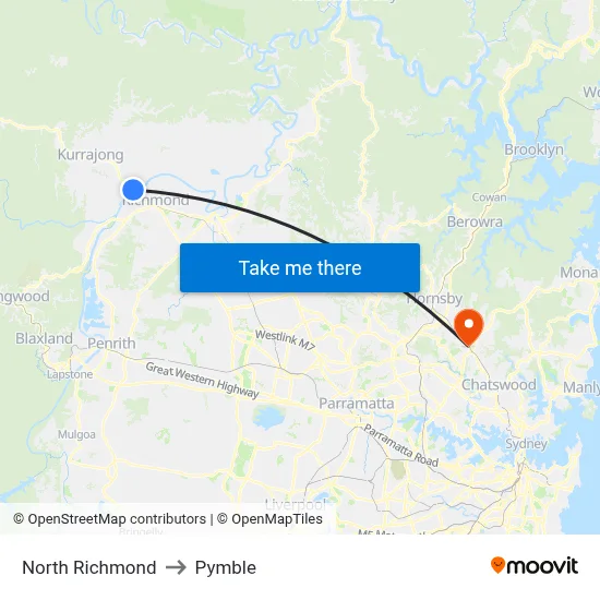 North Richmond to Pymble map
