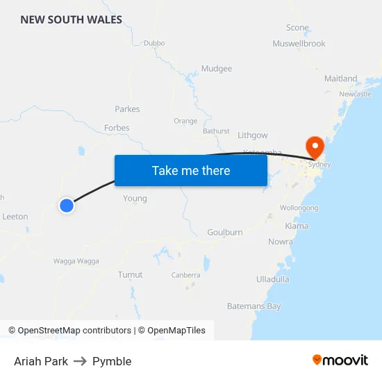 Ariah Park to Pymble map