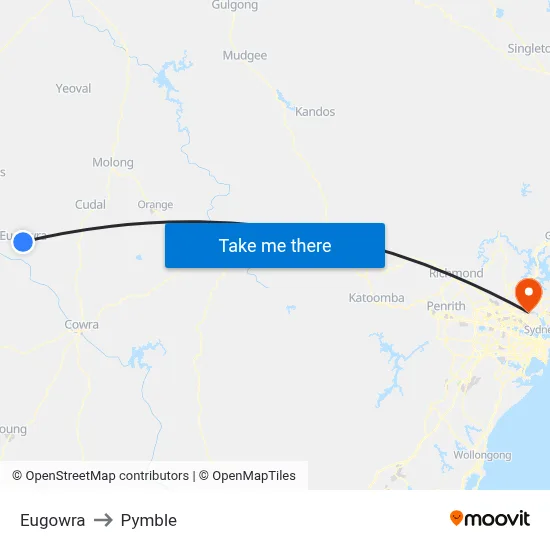 Eugowra to Pymble map