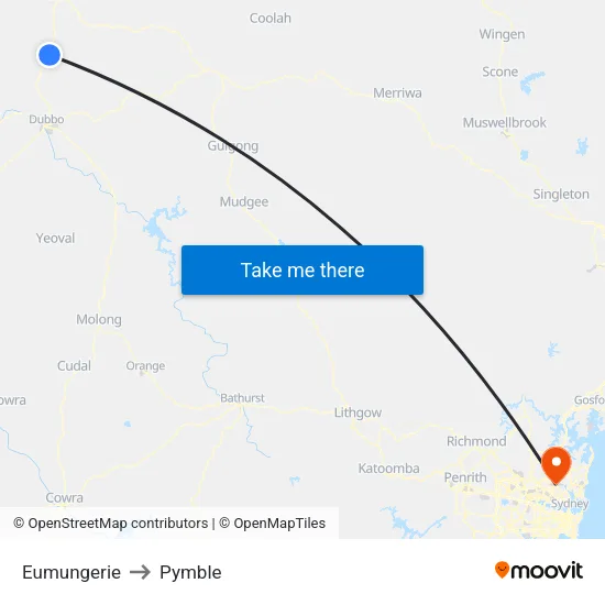 Eumungerie to Pymble map