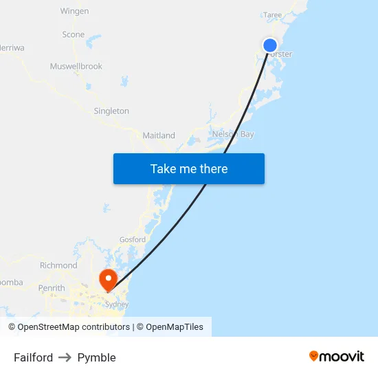 Failford to Pymble map