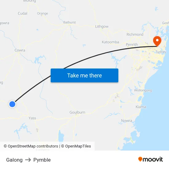 Galong to Pymble map