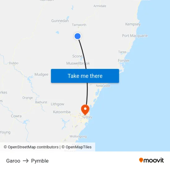 Garoo to Pymble map