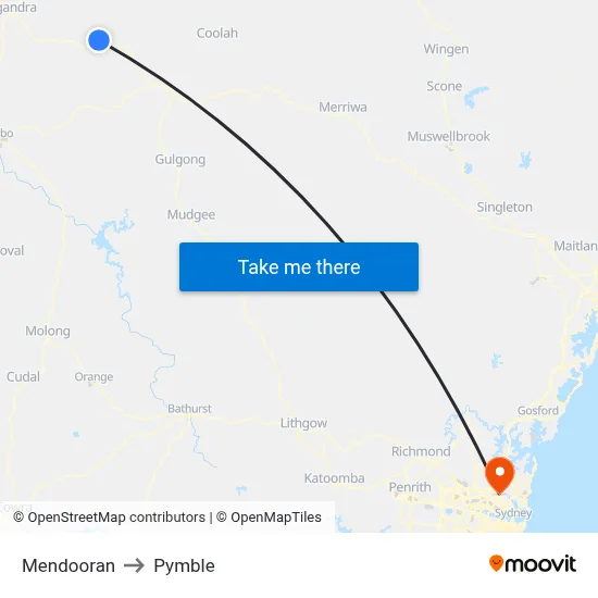 Mendooran to Pymble map