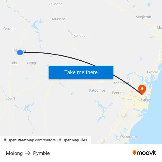 Molong to Pymble map