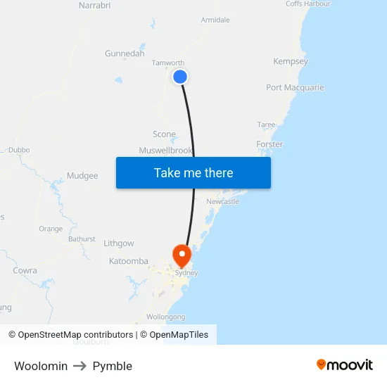 Woolomin to Pymble map