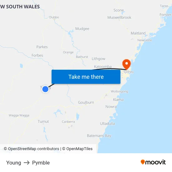 Young to Pymble map