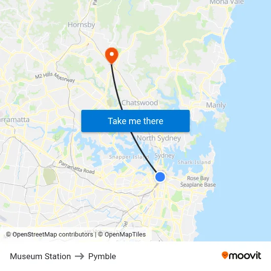 Museum Station to Pymble map
