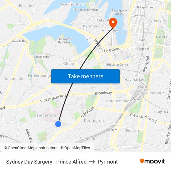 Sydney Day Surgery - Prince Alfred to Pyrmont map