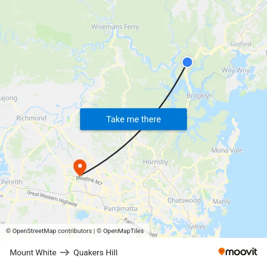Mount White to Quakers Hill map