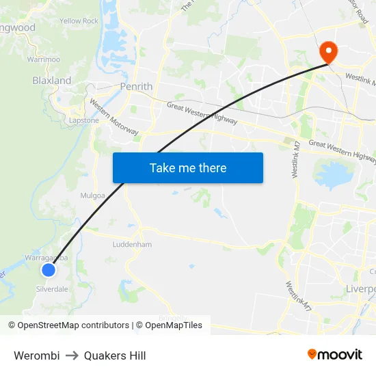 Werombi to Quakers Hill map