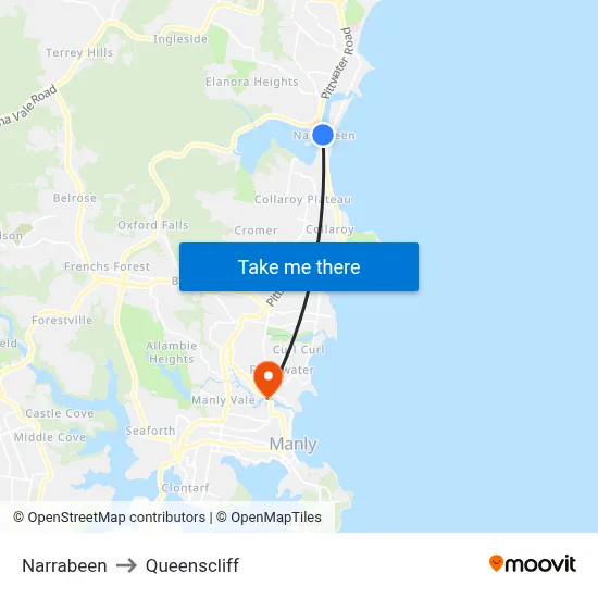 Narrabeen to Queenscliff map