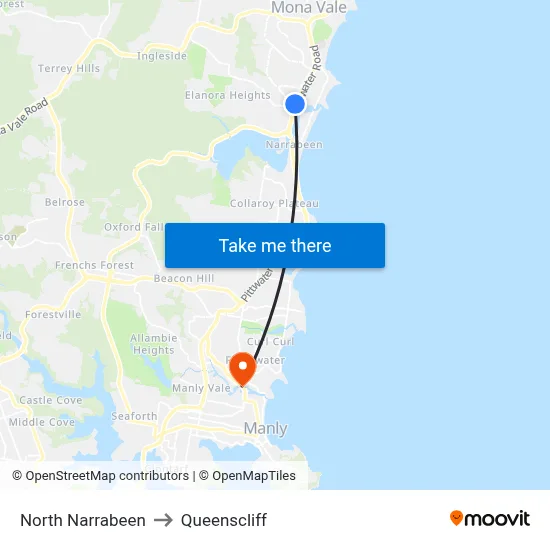 North Narrabeen to Queenscliff map