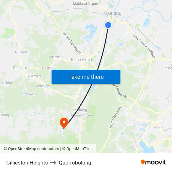 Gillieston Heights to Quorrobolong map