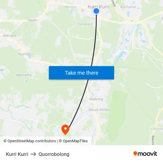 Kurri Kurri to Quorrobolong map