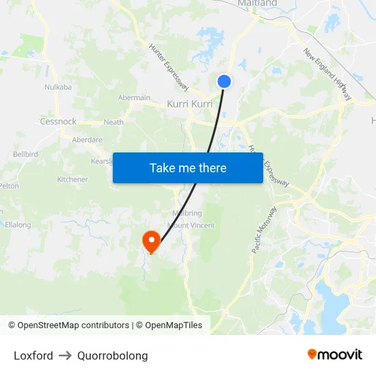 Loxford to Quorrobolong map