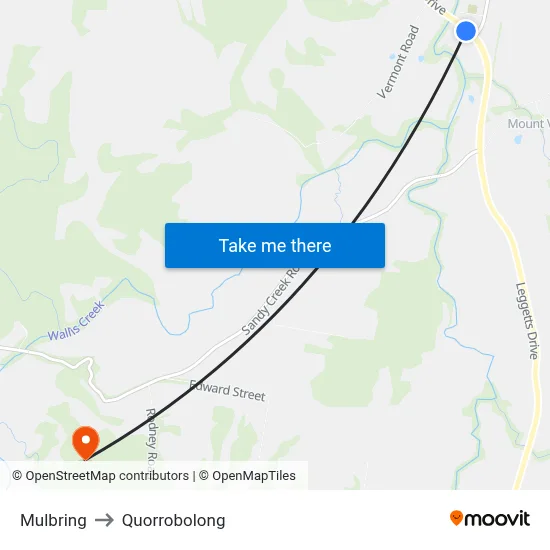Mulbring to Quorrobolong map