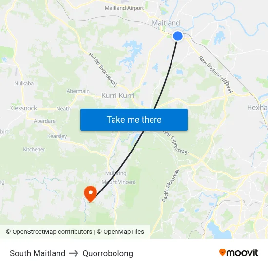 South Maitland to Quorrobolong map