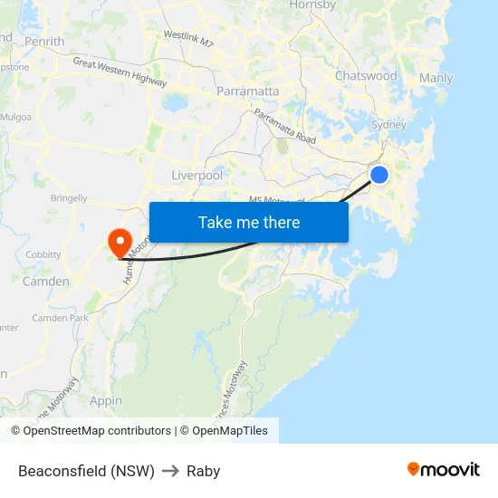 Beaconsfield (NSW) to Raby map