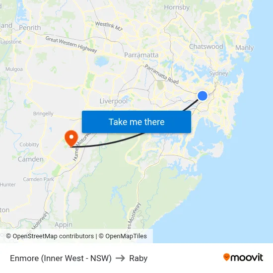Enmore (Inner West - NSW) to Raby map