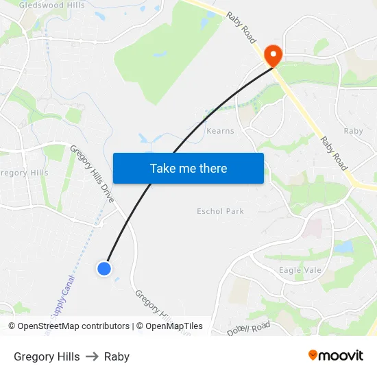 Gregory Hills to Raby map