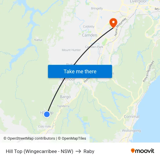 Hill Top (Wingecarribee - NSW) to Raby map