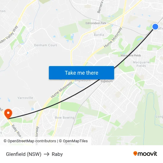Glenfield (NSW) to Raby map