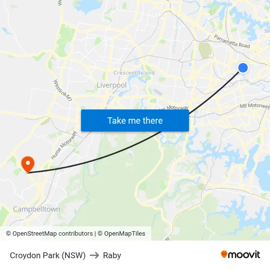 Croydon Park (NSW) to Raby map