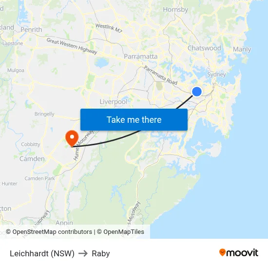 Leichhardt (NSW) to Raby map