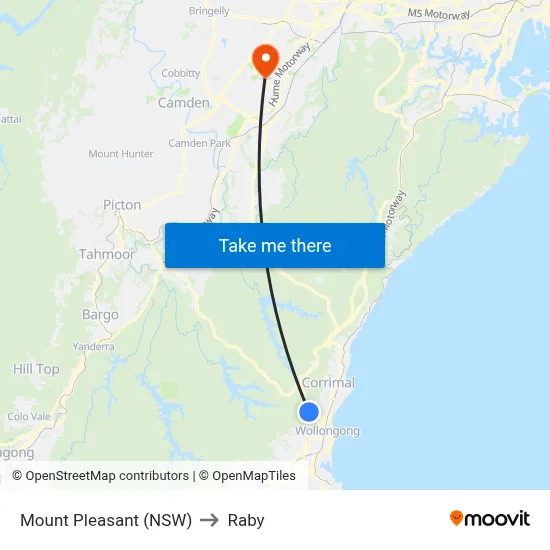 Mount Pleasant (NSW) to Raby map