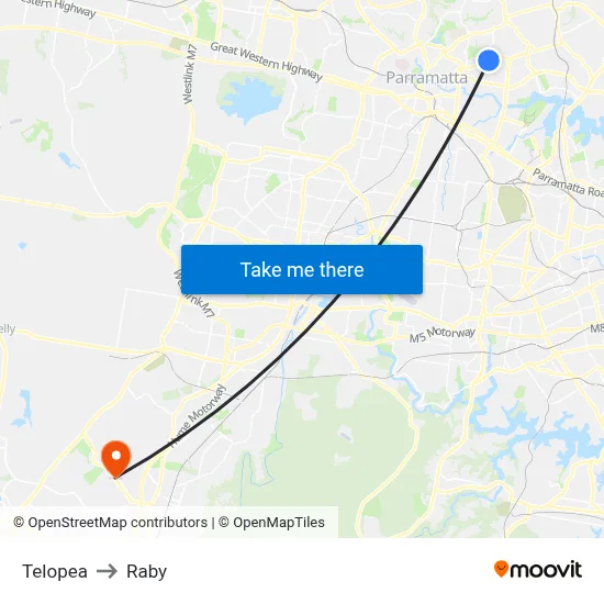 Telopea to Raby map