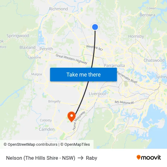 Nelson (The Hills Shire - NSW) to Raby map